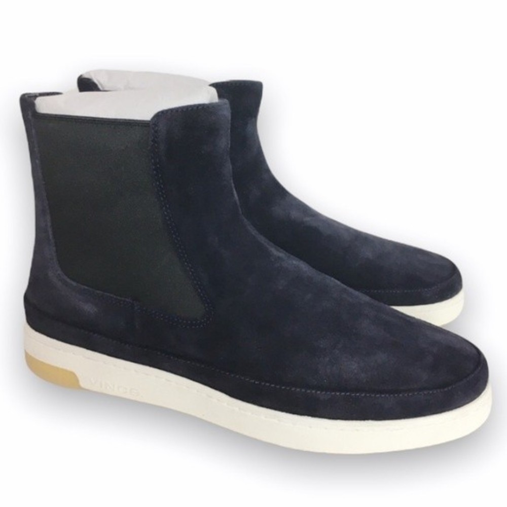 Vince Size 10 Dark Blue‎ Suede Leather High Top Platform Sneakers Boots Shoes